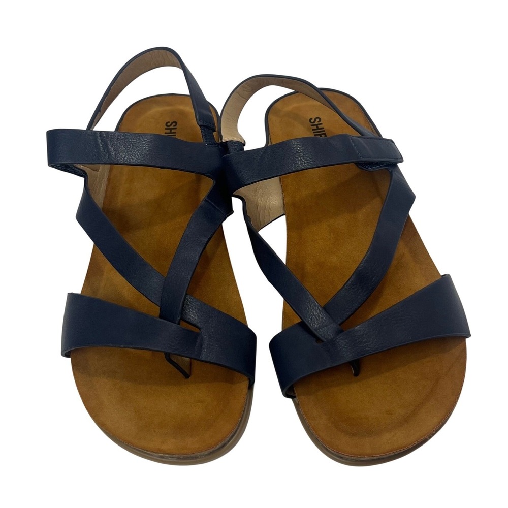 Shibever Navy Blue Sling Multi Strap Summer Open Toe Adjustable Sandals Size 7